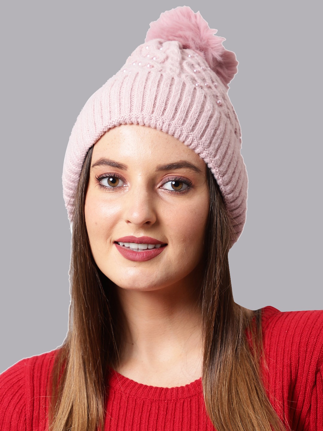 

ELLIS Women Wool Pink Beanie