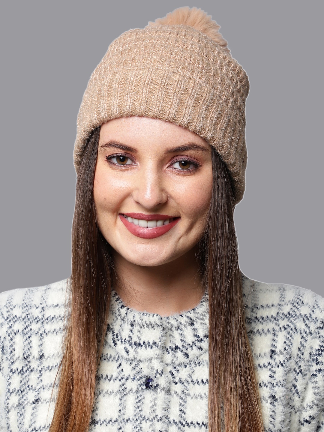 

ELLIS Women Beige Self Design Beanie