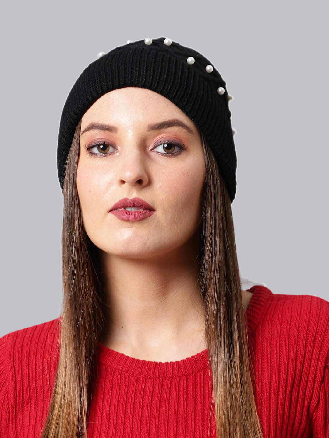

ELLIS Women Black & White Wool Beanie Cap