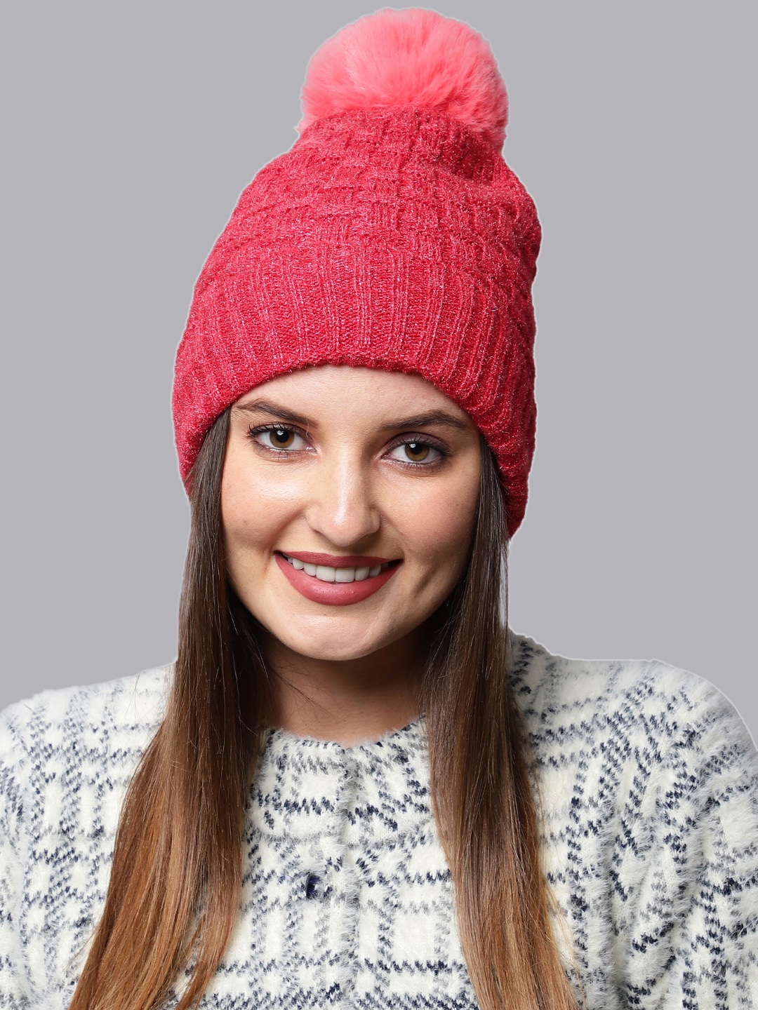 

ELLIS Women Rose Self Design Beanie