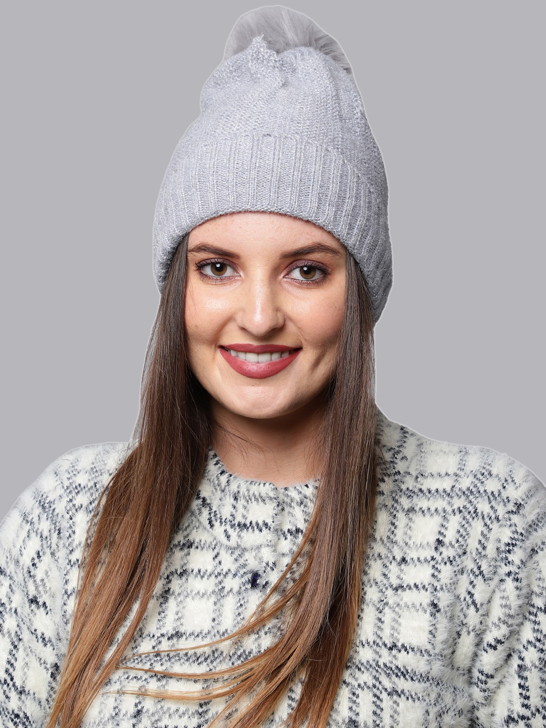 

ELLIS Women Grey Self Design Beanie