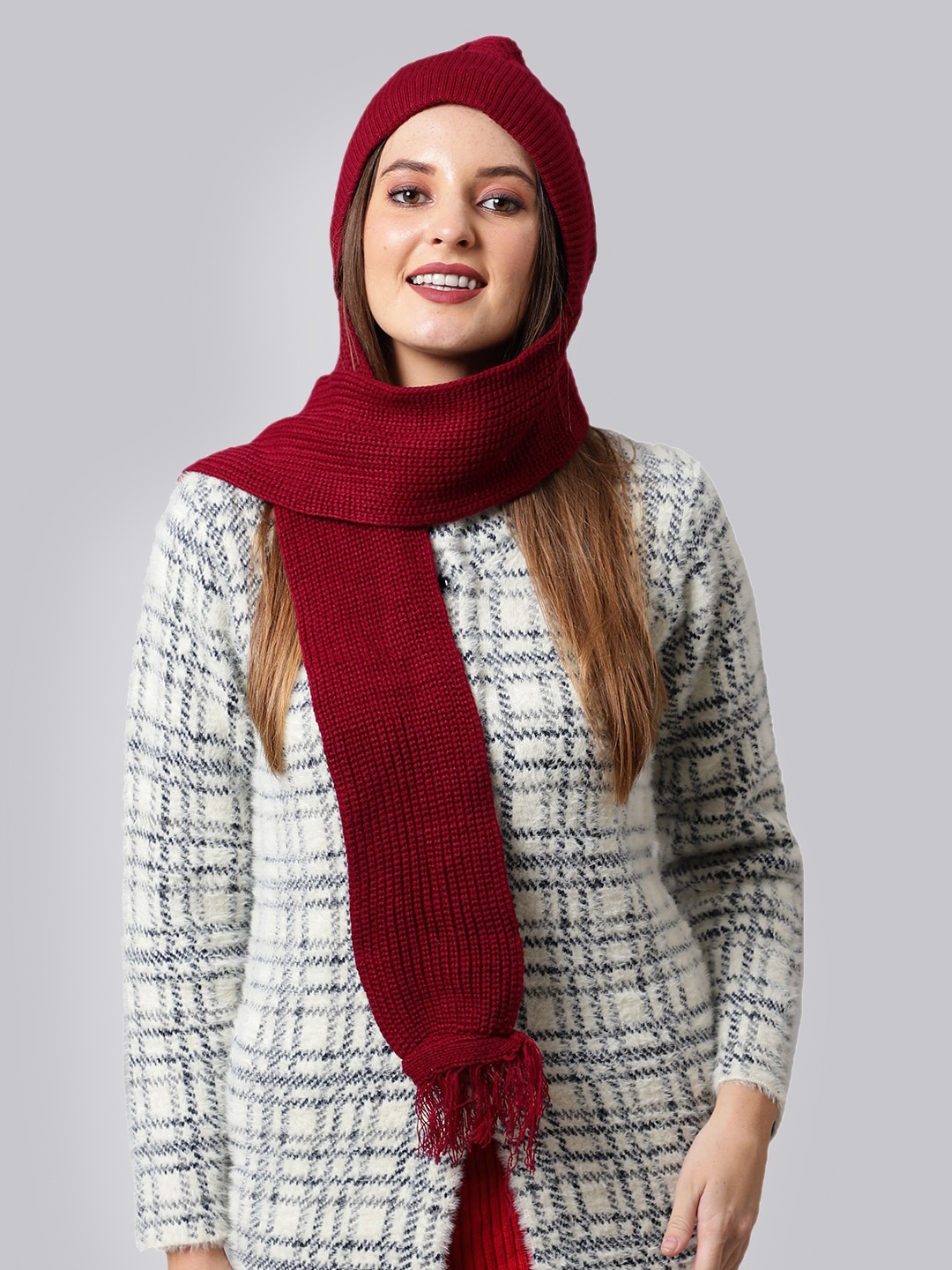 

ELLIS Women Maroon Self Design Beanie
