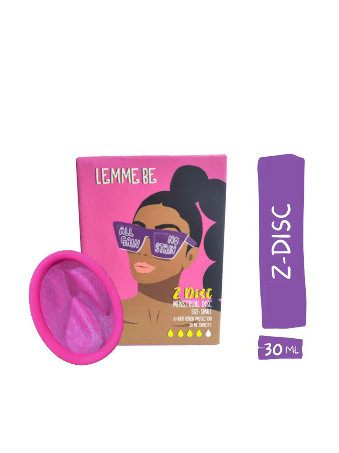 

LEMME BE Medical Grade Silicone Reusable Menstrual Cup Disc With A Soft Pouch - Small 30ml, Pink