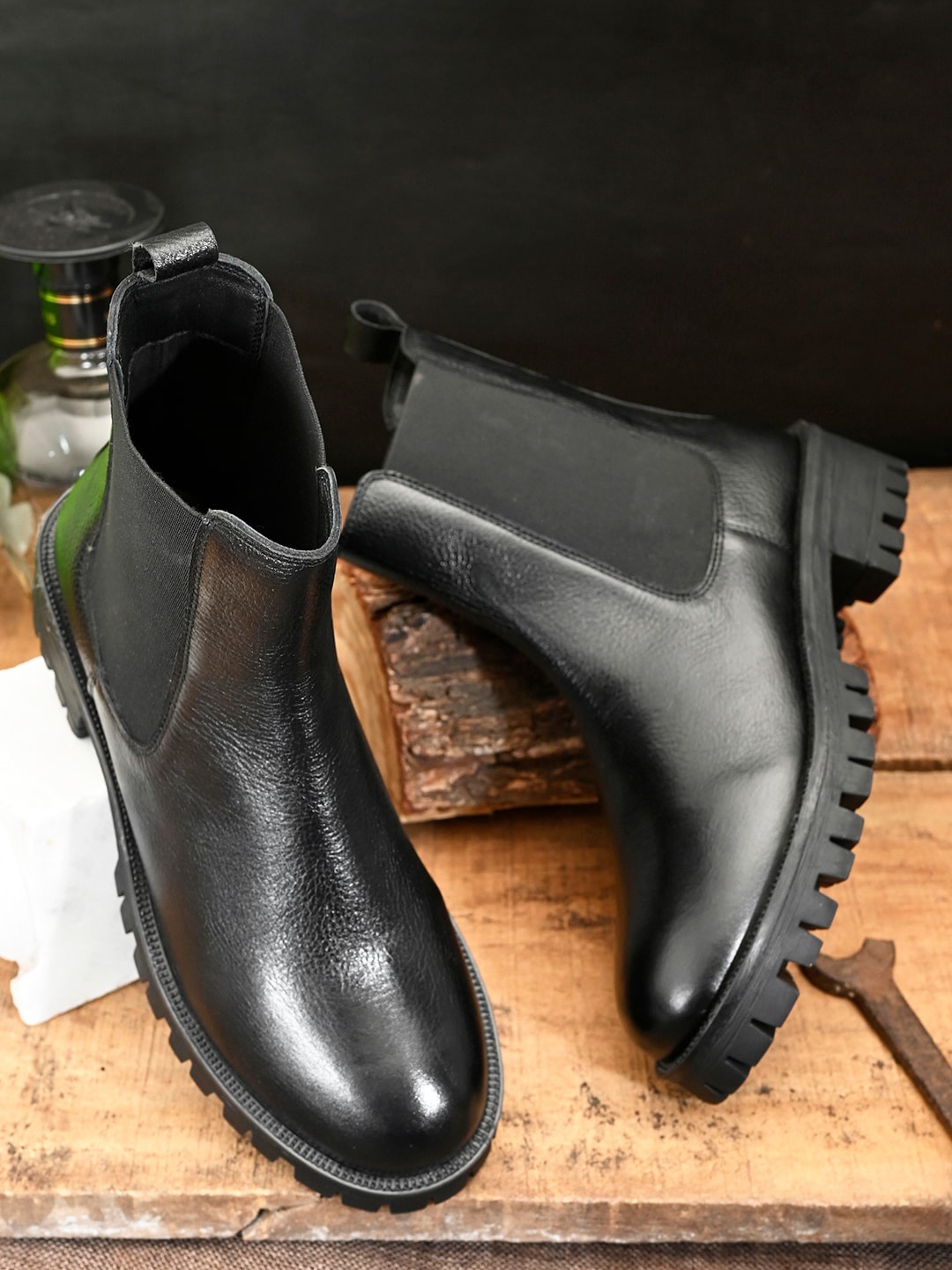 

DressBerry Women Black Leather Chelsea Boots