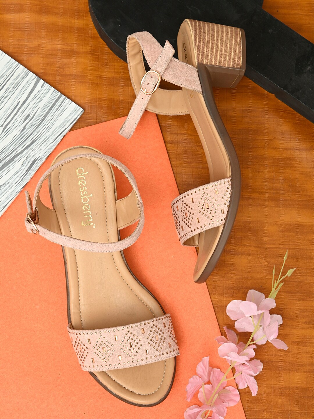 

DressBerry Women Pink Embellished Block Heels