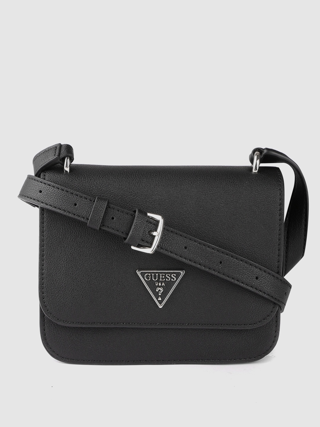 

GUESS Black Solid Structured Sling Bag with Non-Detachable Sling Strap