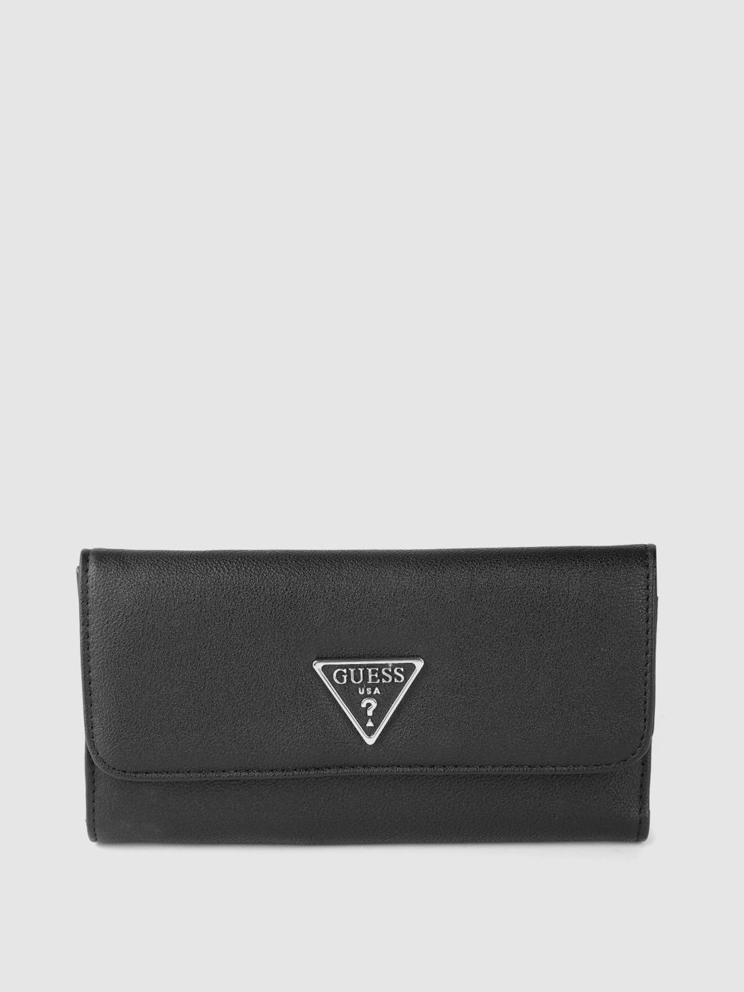 

GUESS Women Black Solid Three Fold Wallet