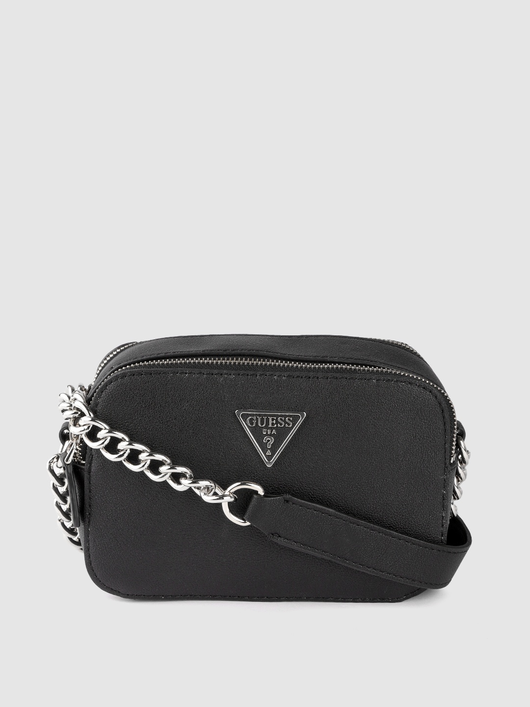 

GUESS Black Solid Structured Sling Bag