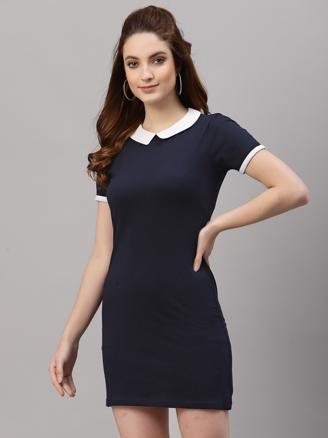 

Rigo Women Blue Peter Pan Collar Sheath Dress