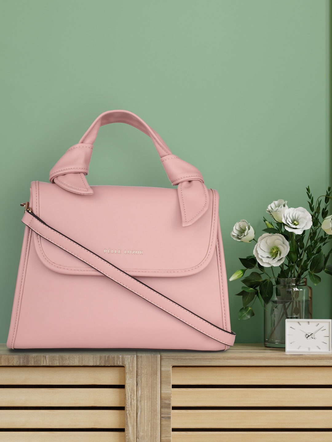 

PELLE LUXUR Pink Leather Swagger Satchel