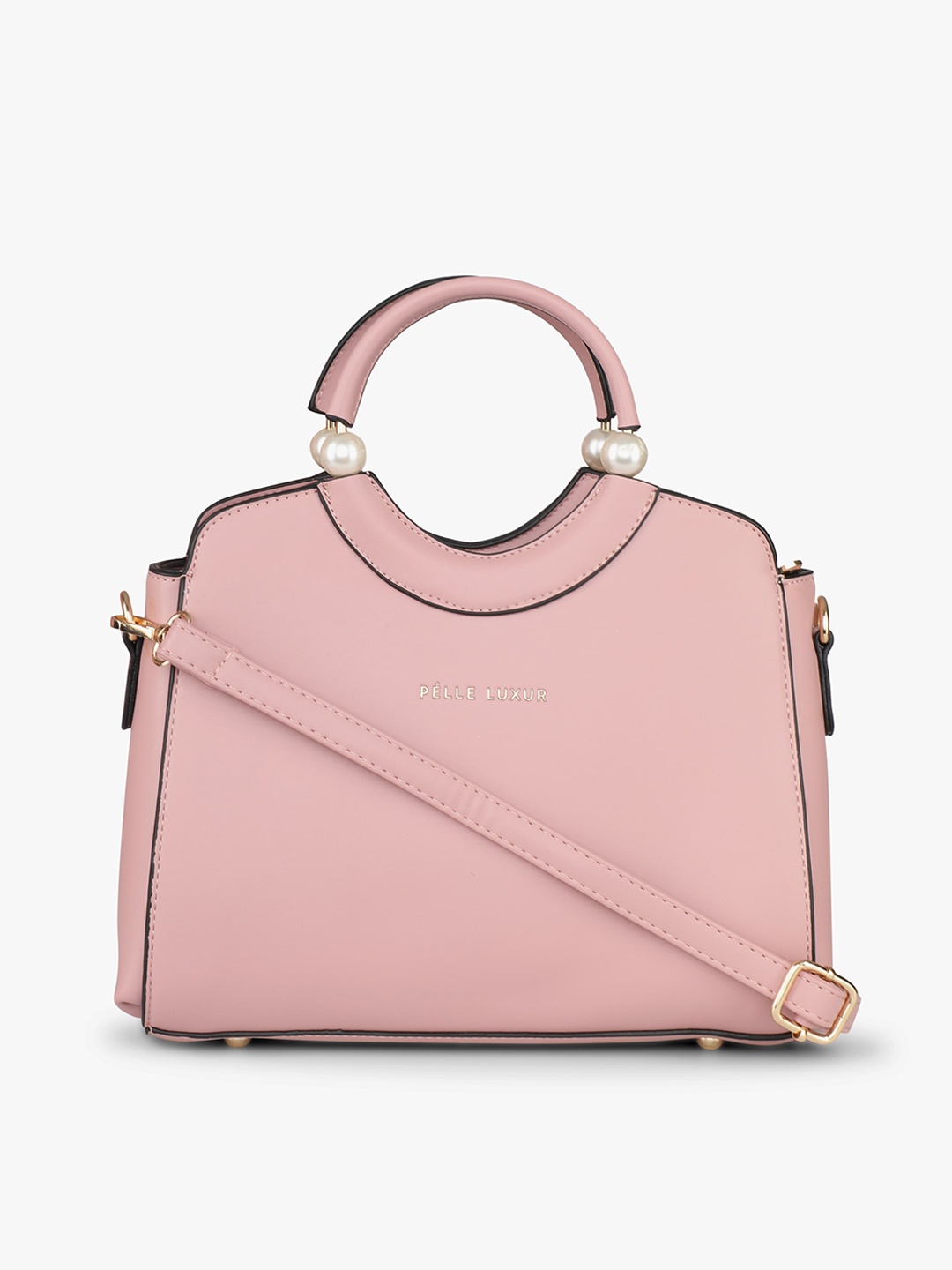 

PELLE LUXUR Pink Leather Structured Handheld Bag