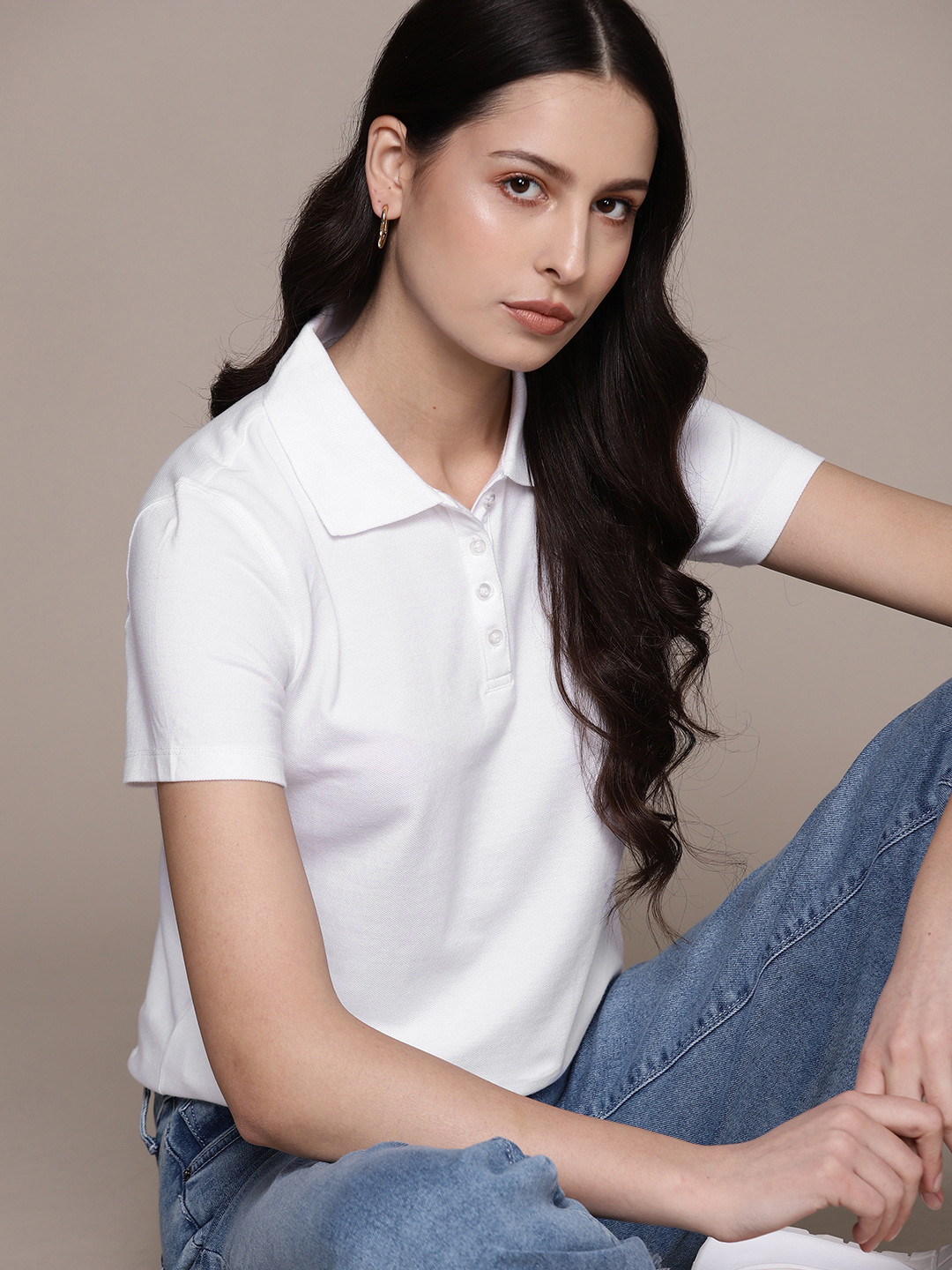 

Macy's Karen Scott Women Pure Cotton Polo Collar T-shirt, White