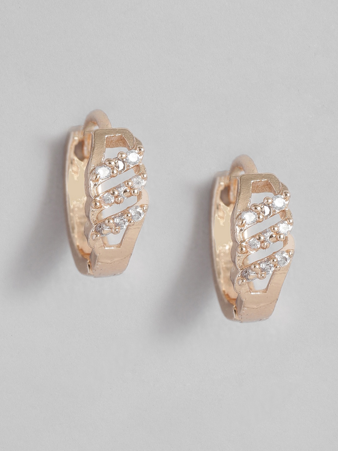 

I Jewels Rose Gold Circular Hoop Earrings