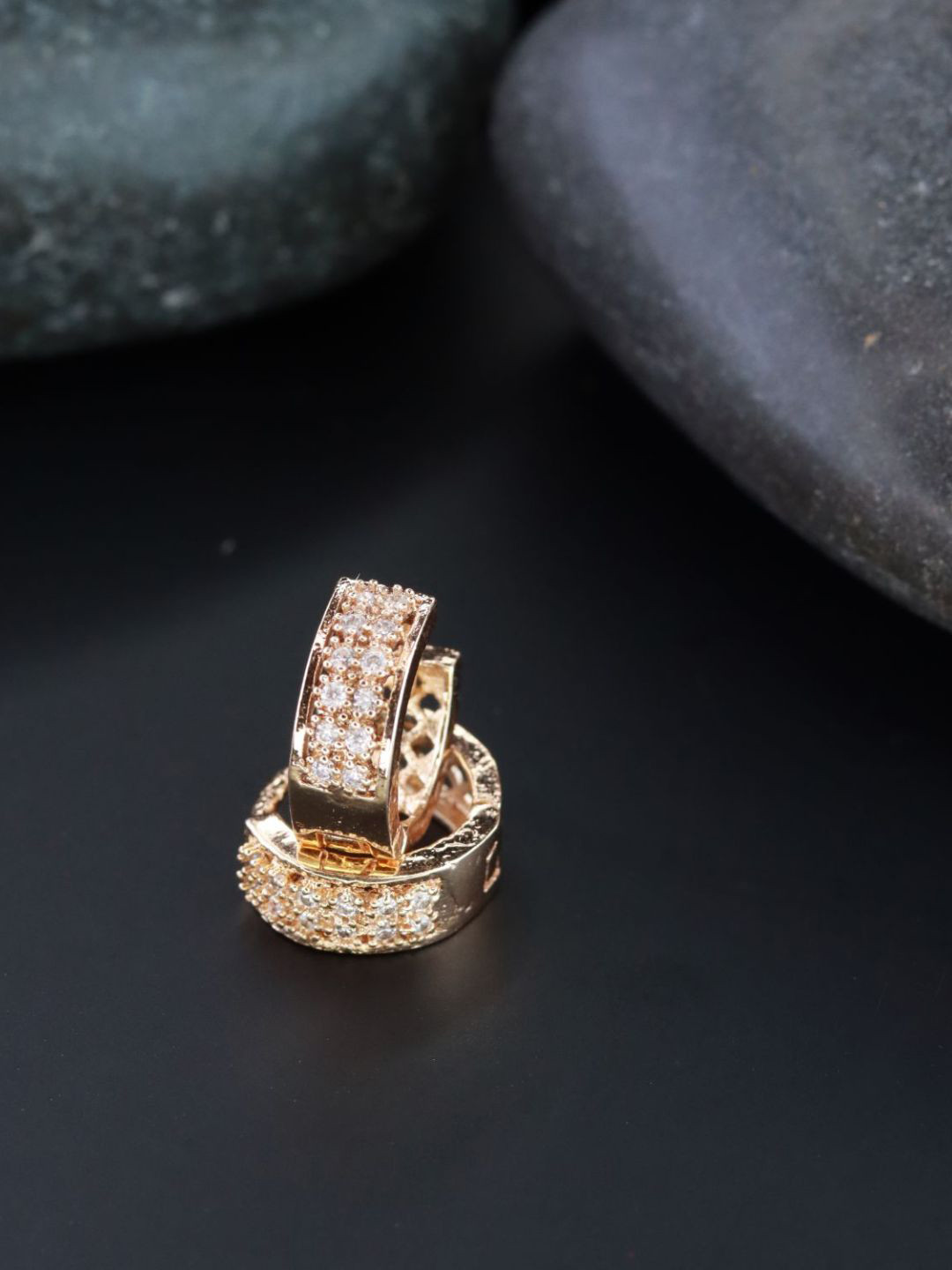 

I Jewels Rose Gold Circular Hoop Earrings