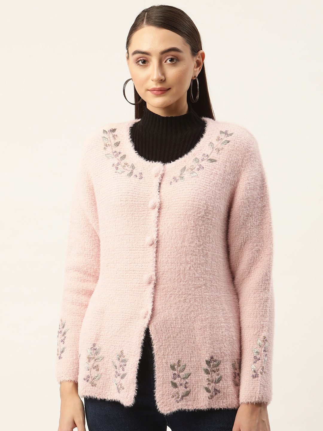 

APSLEY Women Embroidered Detail Cardigan, Pink