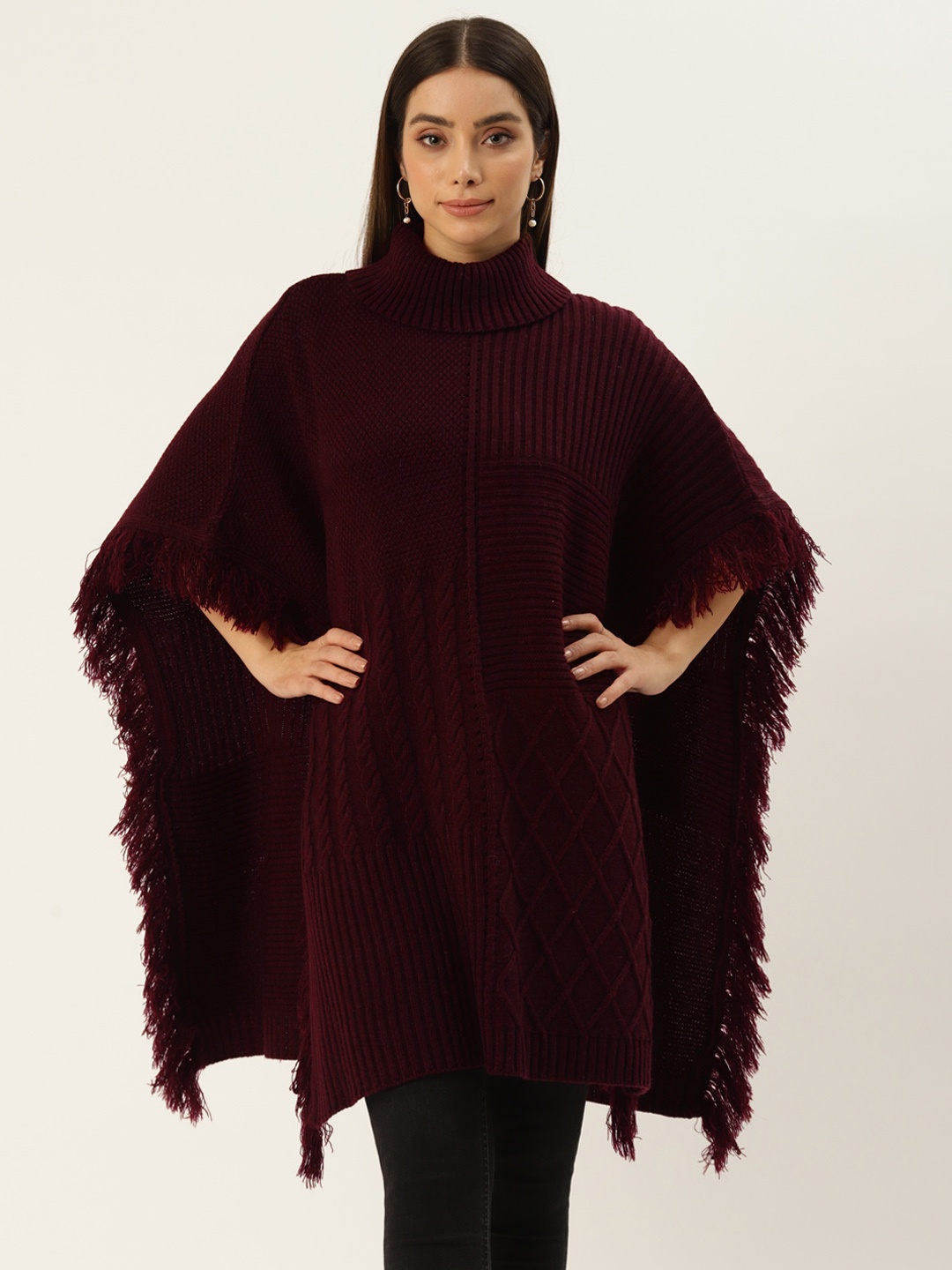 

APSLEY Maroon Self Design Winter Kaftan Kurti