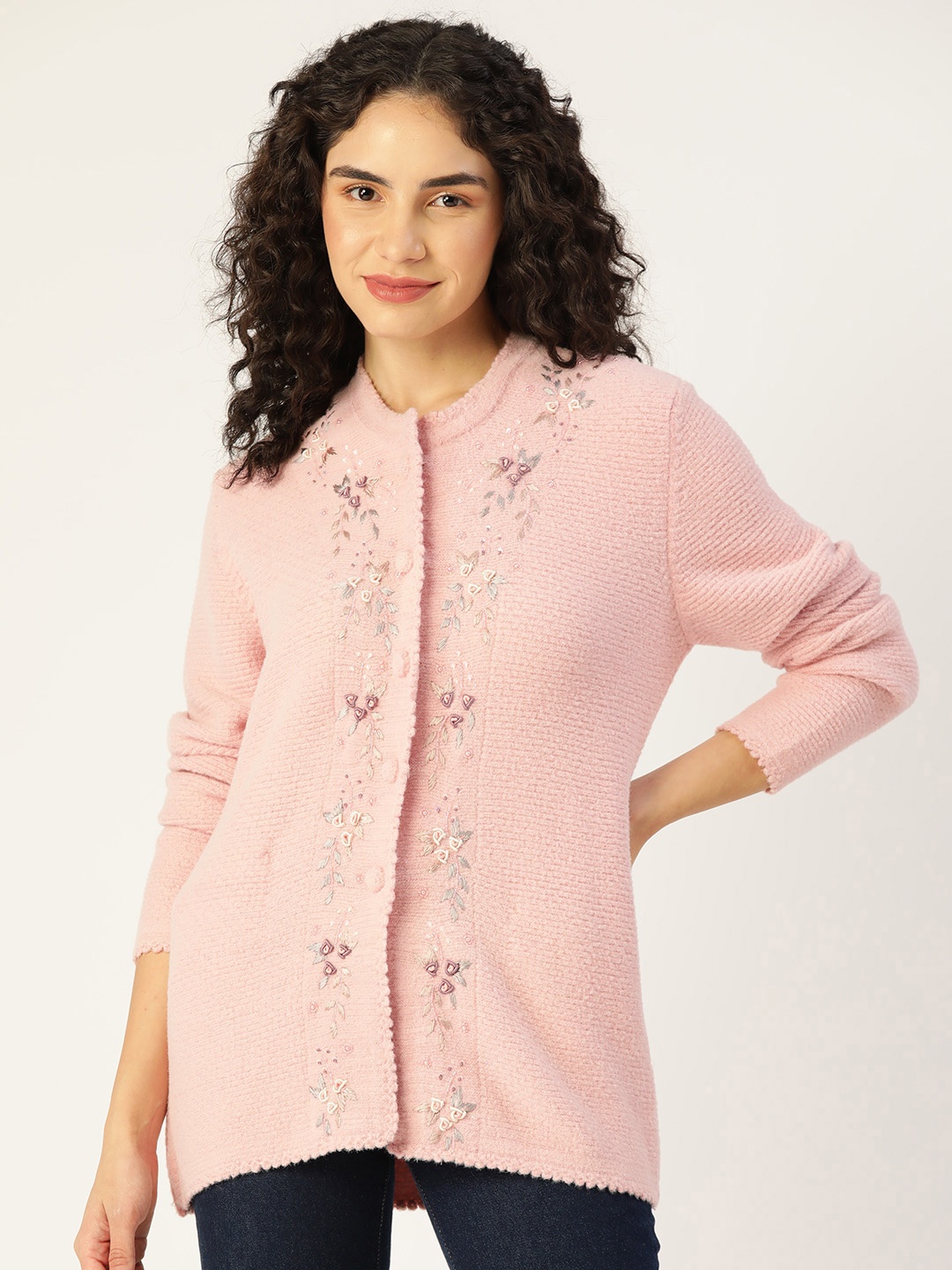

APSLEY Women Floral Cardigan with Embroidered Detail, Pink