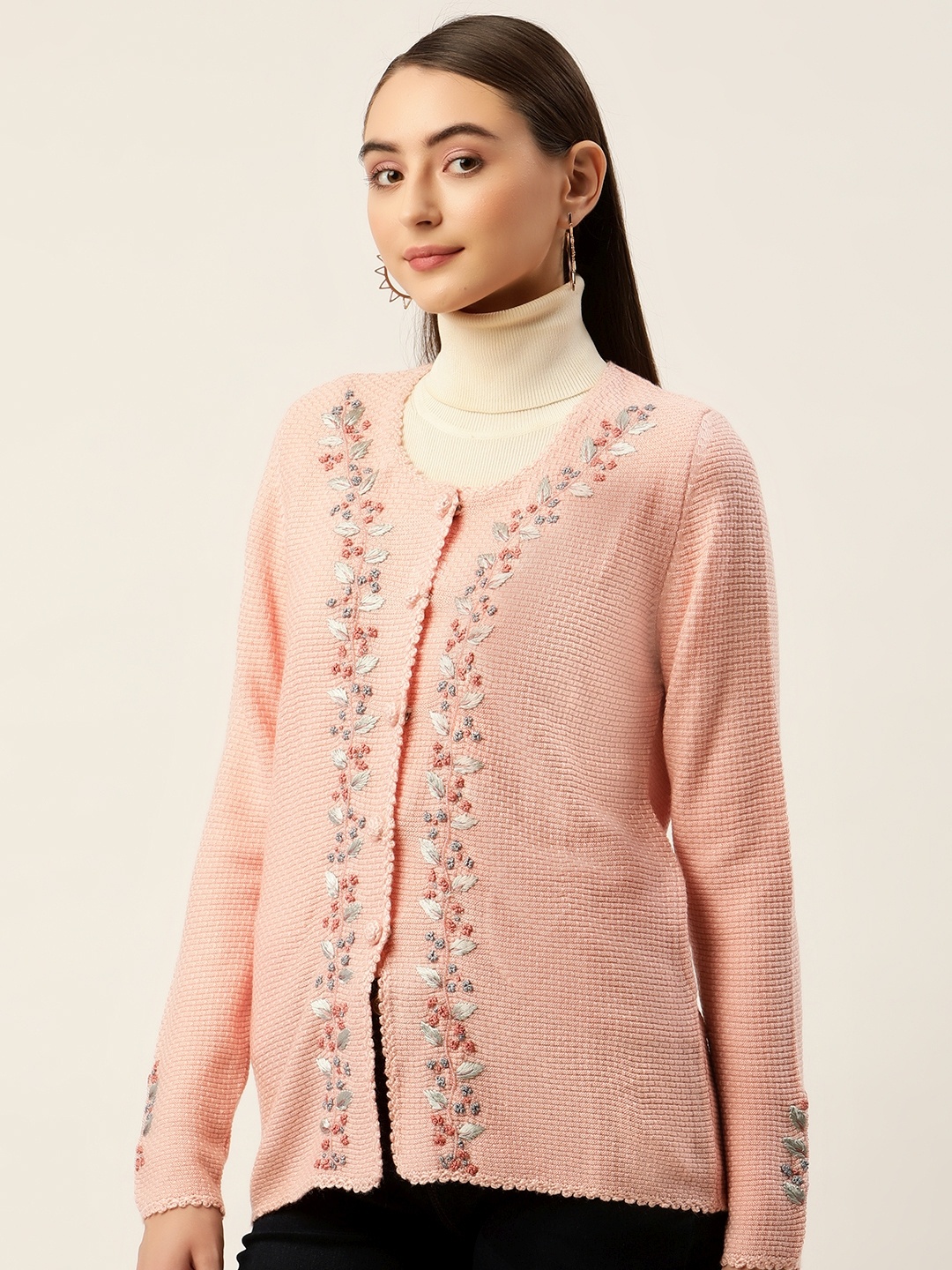 

APSLEY Women Floral Embroidered Cardigan, Pink