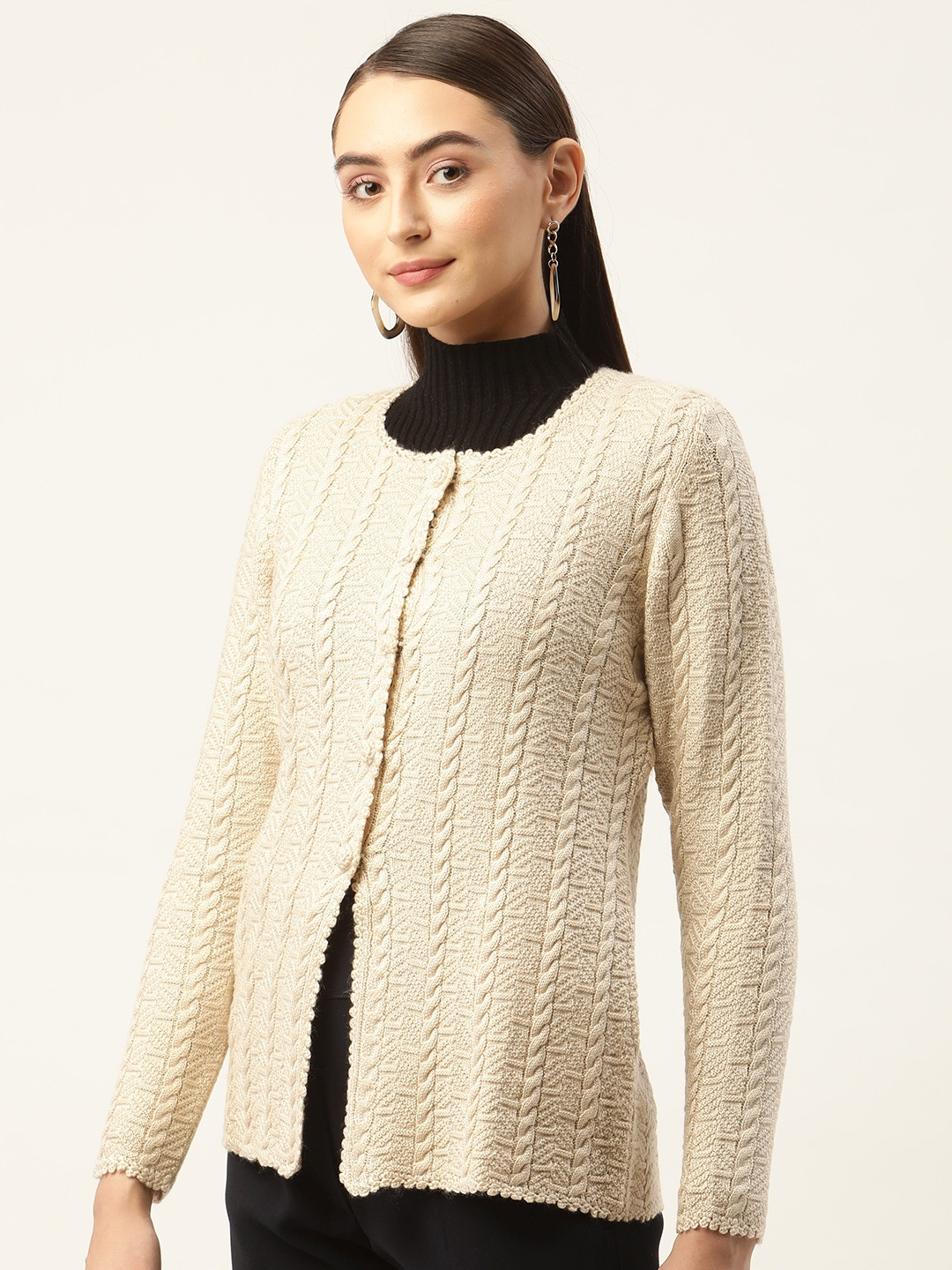 

APSLEY Women Cable Knit Cardigan, Beige