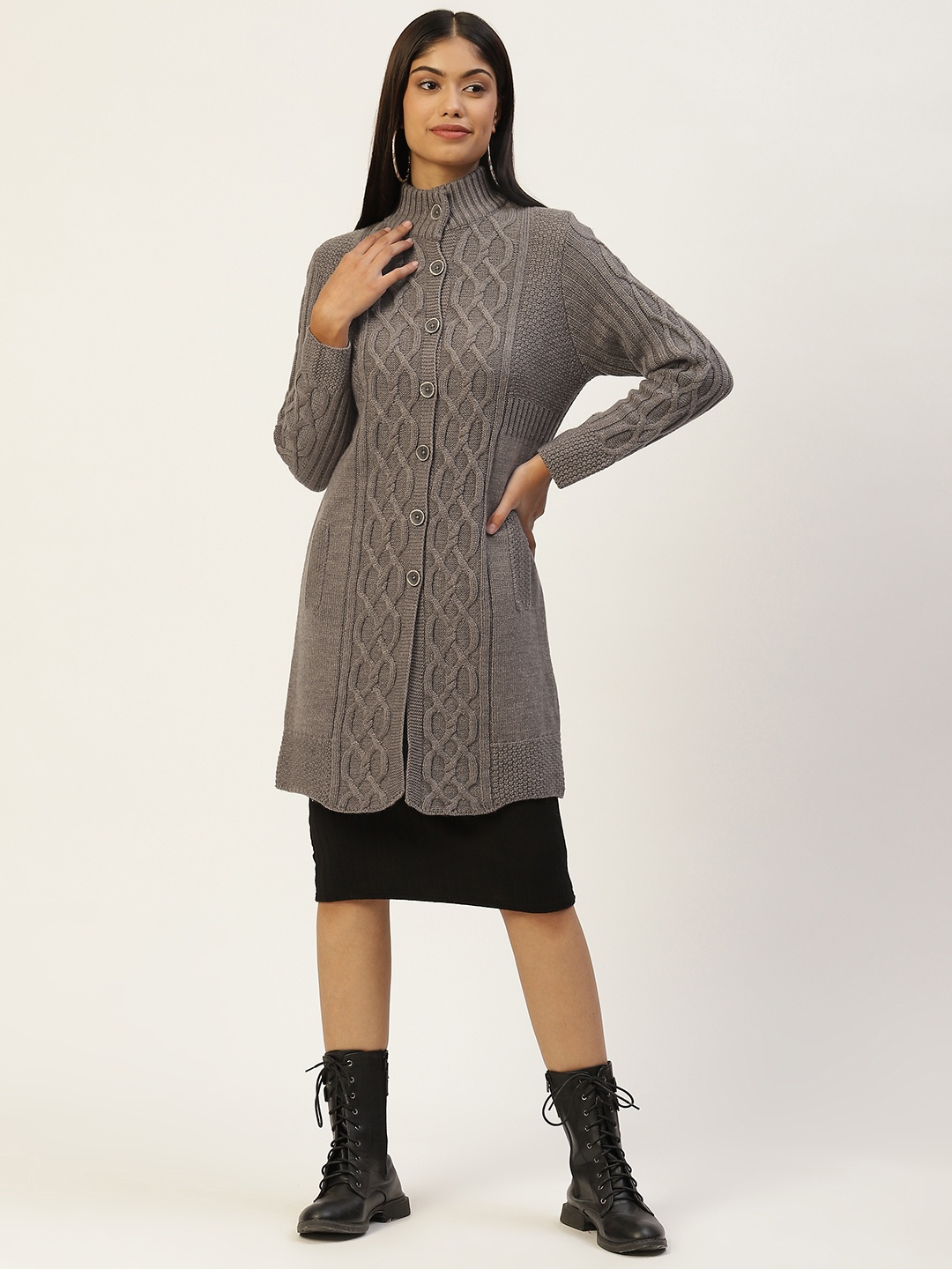 

APSLEY Women Taupe Longline Cardigan