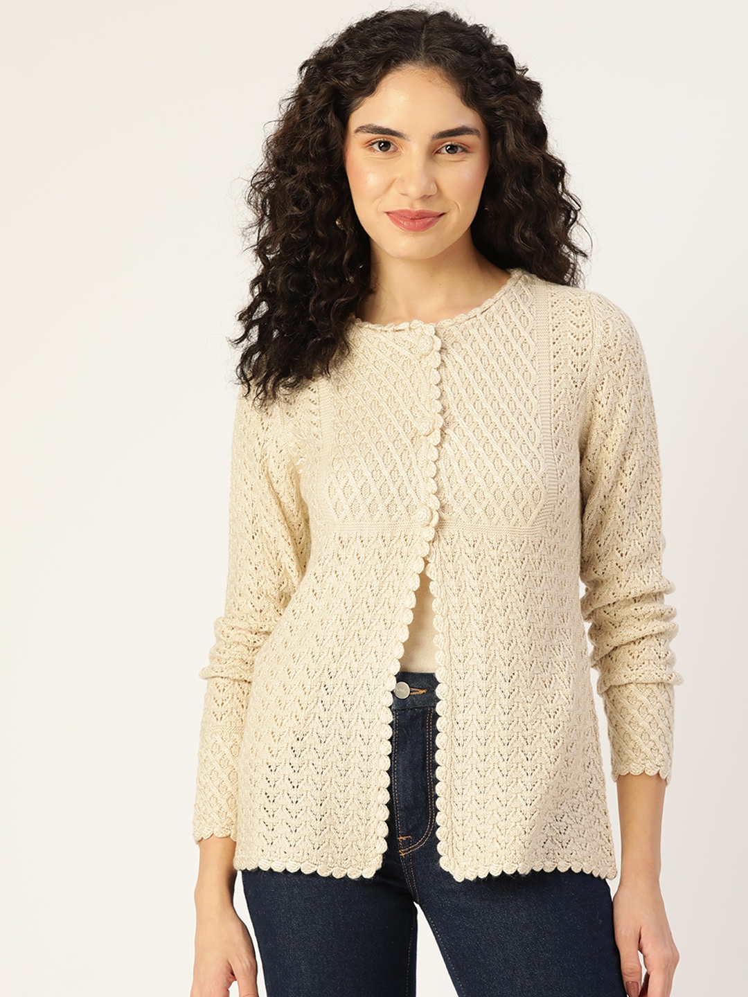 

APSLEY Women Cable Knit Cardigan, Beige