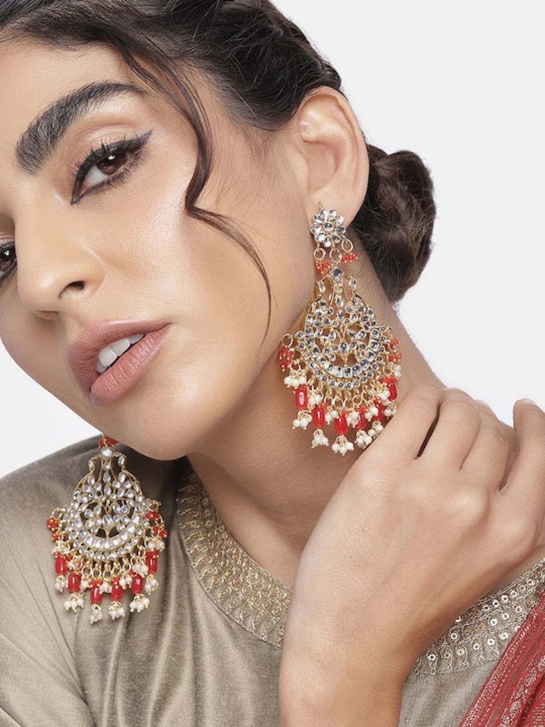 

I Jewels Red Contemporary Drop Earrings