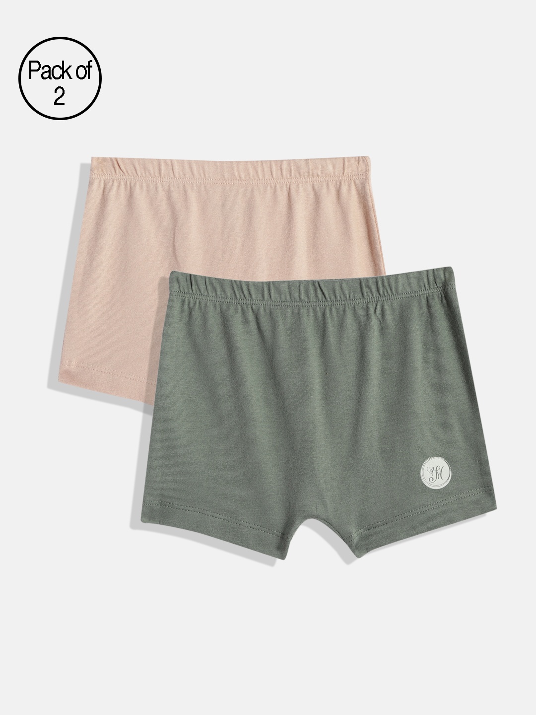 

METRO KIDS COMPANY Girls Pack Of 2 Solid Boxer-Style Briefs, Olive