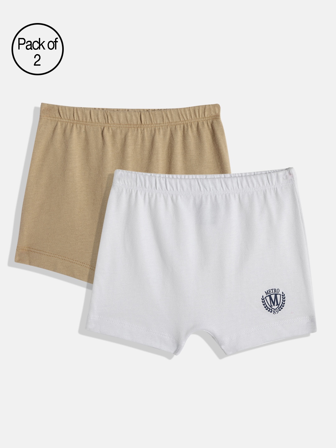 

METRO KIDS COMPANY Girls Pack Of 2 Solid Boxer-Style Briefs, White