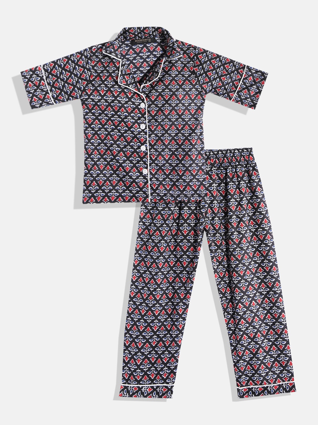 

Readiprint Fashions Kids Black & Red Printed Cotton Night suit
