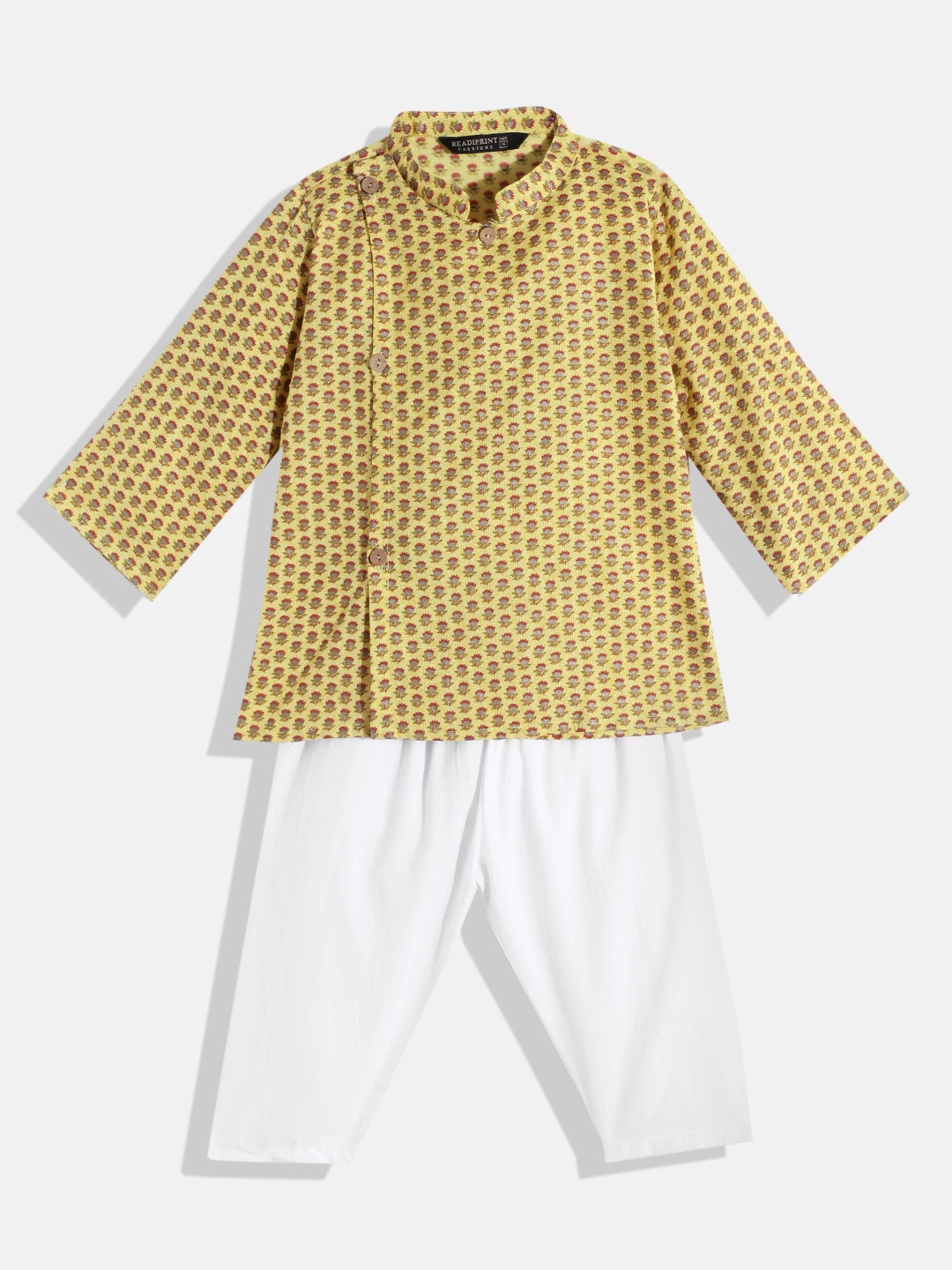 

Readiprint Fashions Boys Yellow & White Floral Print Pure Cotton Kurta with Pyjamas