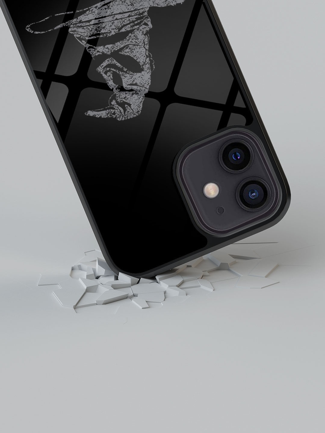 

macmerise Black Printed iPhone 12 Mini Glass Back Case