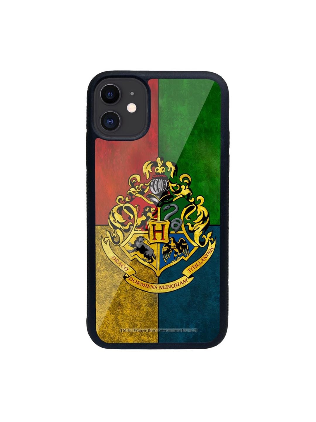 

macmerise Multi-Coloured Printed Hogwarts Sigil Glass iPhone 11 Back Case, Red