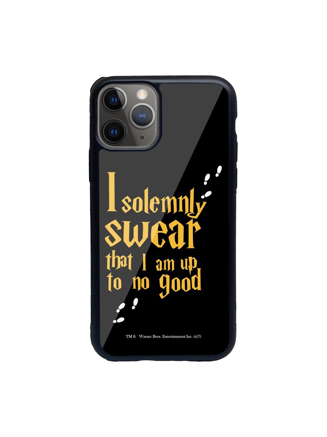 

macmerise Black & Yellow Printed Solemnly Swear Glass iPhone 11 Pro Back Case