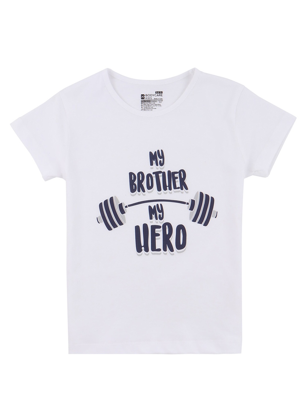 

PROTEENS Girls White & Blue Typography Printed Applique Cotton T-shirt