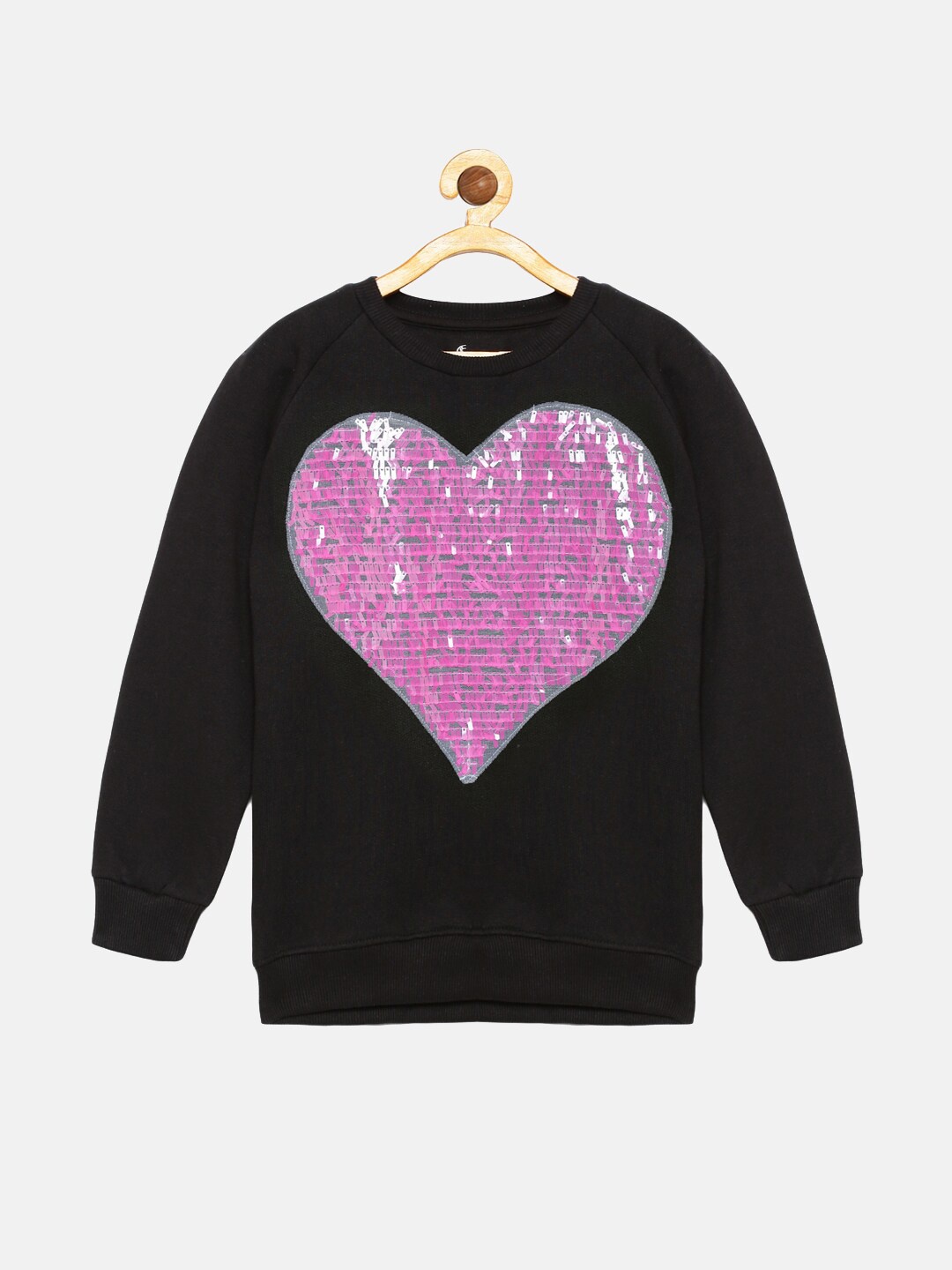 

KiddoPanti Girls Black Embellished Sweatshirt
