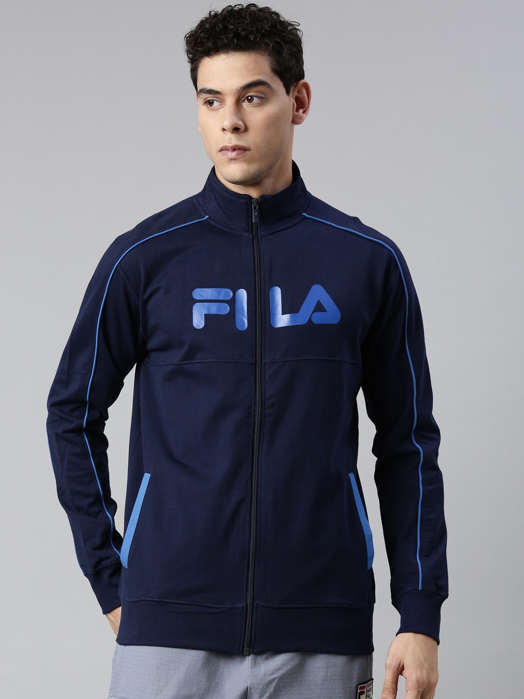 

FILA Men Blue Solid Sporty Jacket