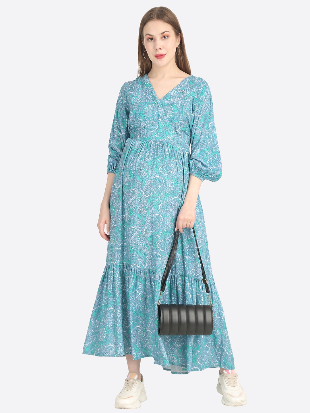 

MYLO ESSENTIALS Green Ethnic Motifs Maternity Maxi Dress