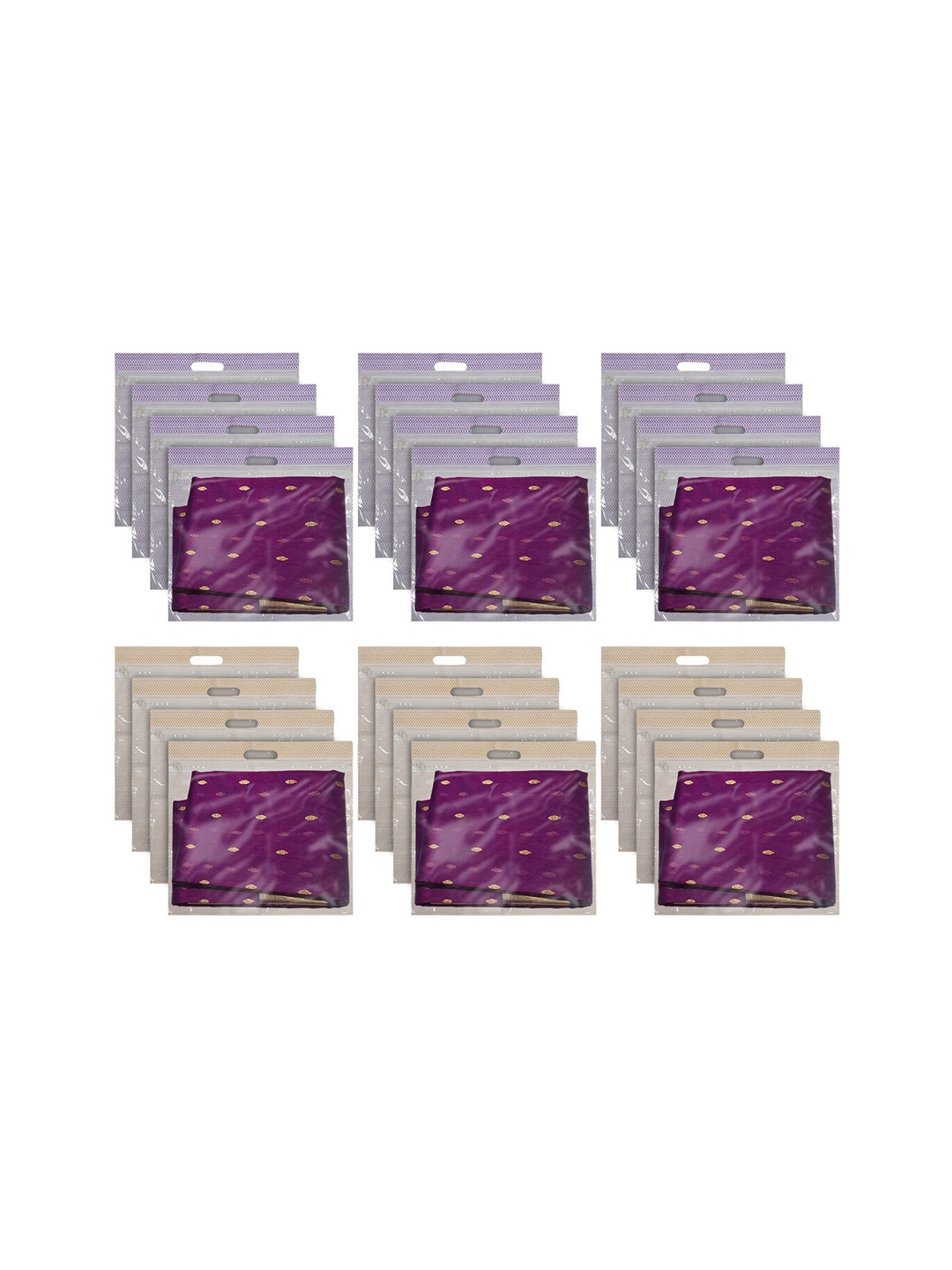 

Kuber Industries Pack Of 24 Purple & Brown Solid Wardrobe Cloth Organizer