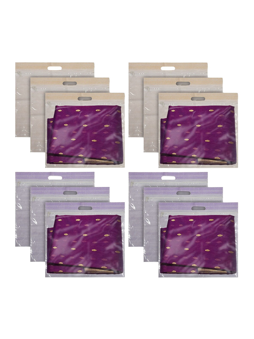

Kuber Industries Set Of 12 Printed Drawer Organisers, Purple
