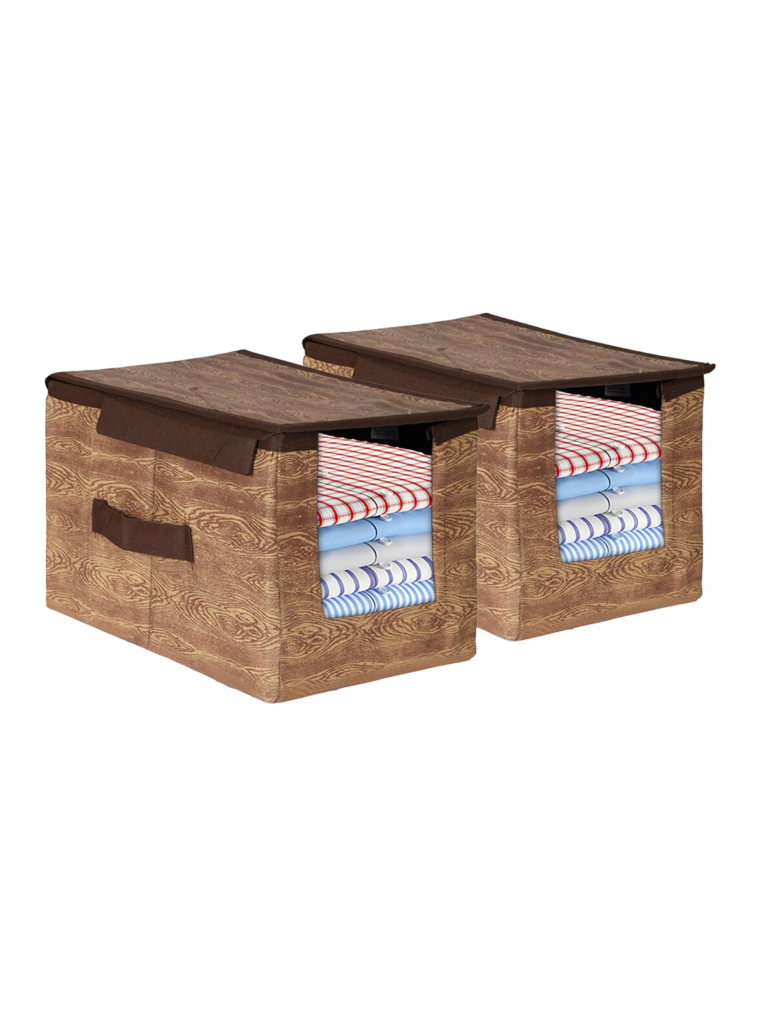

Kuber Industries Set Of 2 Solid Shirt Organisers, Brown