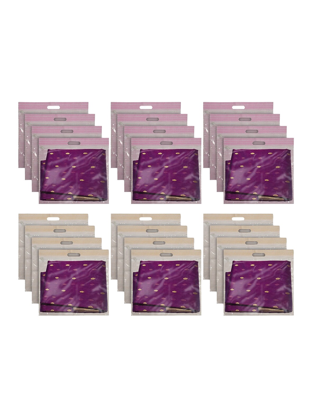 

Kuber Industries Unisex Set Of 24 Pink & Brown Printed Drawer Organisers
