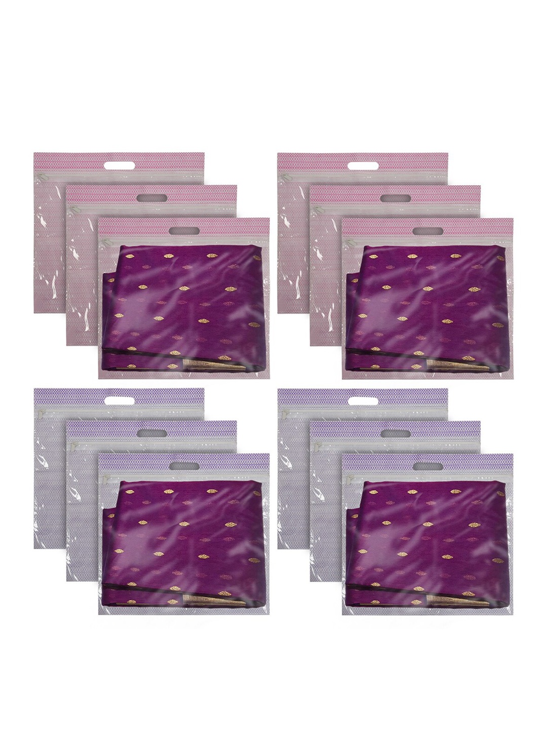 

Kuber Industries Pack Of 12 Printed Drawer Organisers, Purple