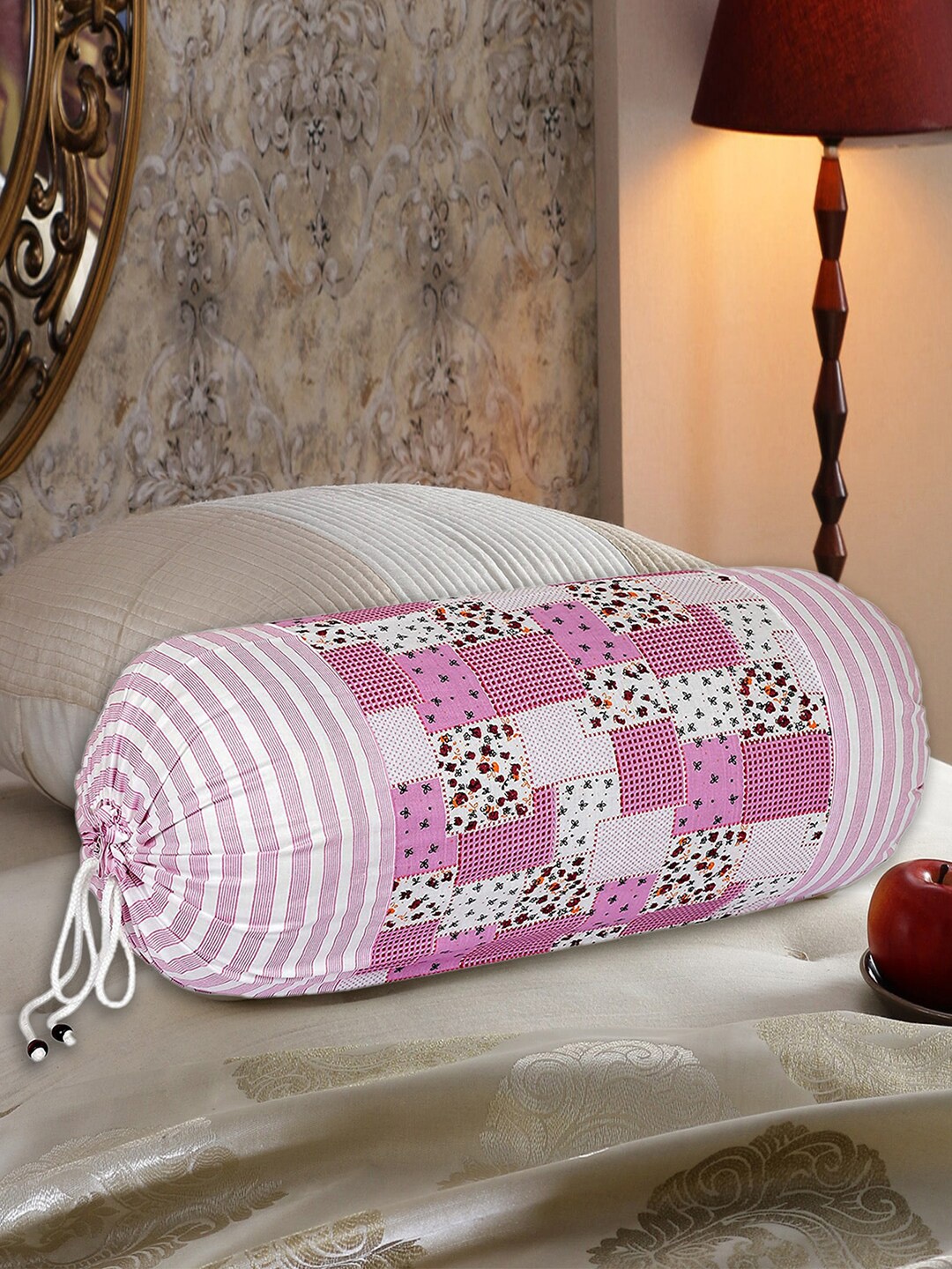 

Kuber Industries Pack Of 2 Pink Floral Printed Cotton Bolster Covers