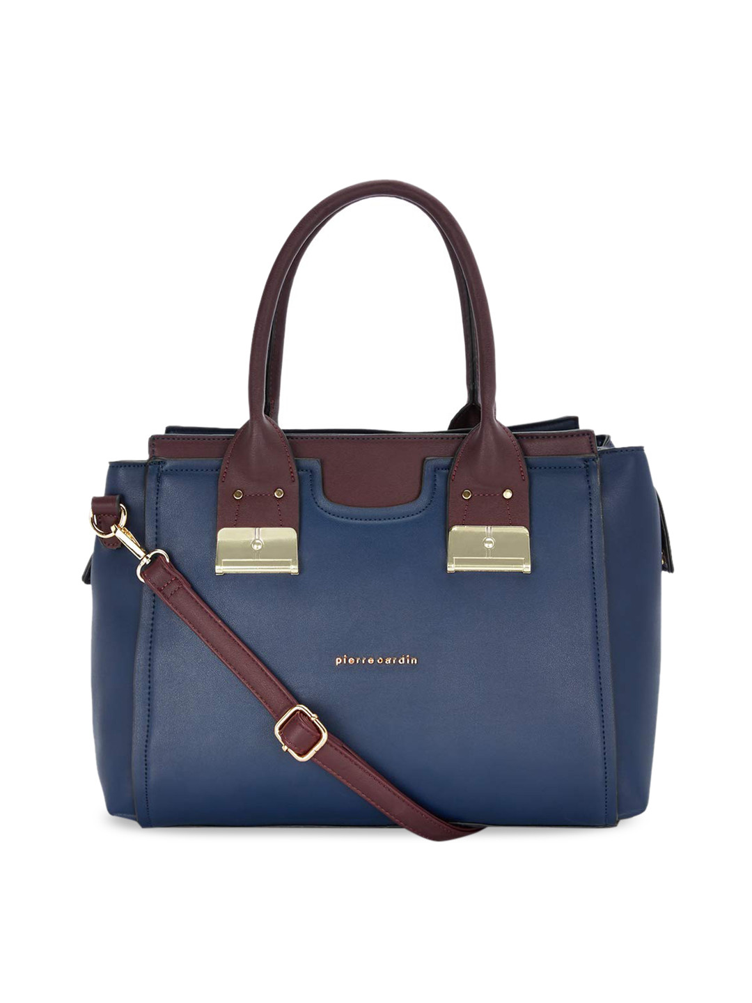 

pierre cardin Blue Structured Handheld Bag with Applique