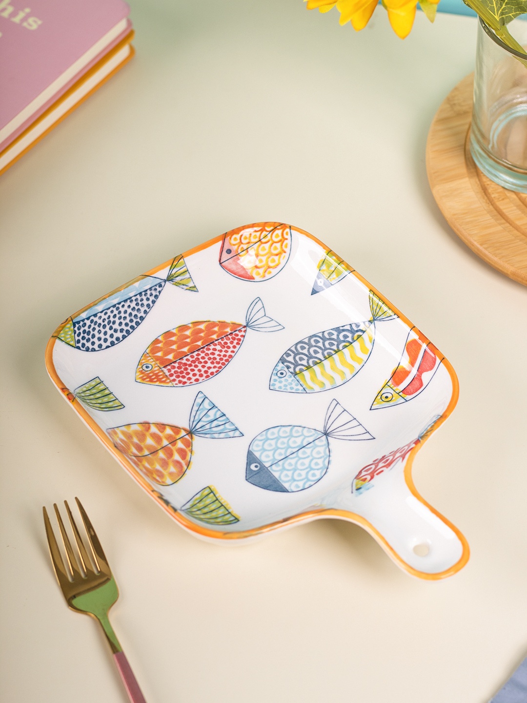 

MARKET99 White & Blue Dishwasher And Microwave Safe Printed Ceramic Glossy Plates