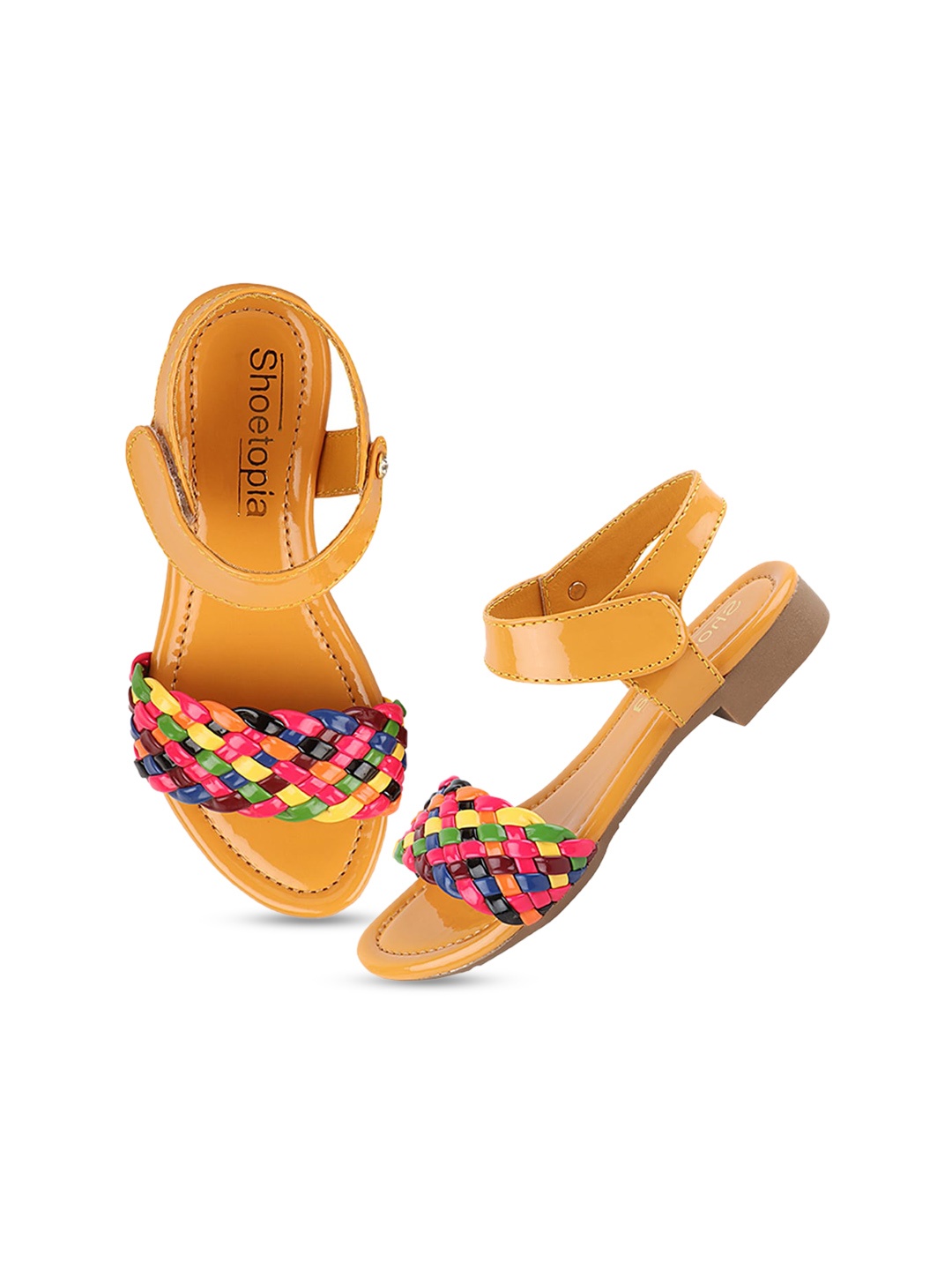 

Shoetopia Girls Yellow Braided Open Toe Flats
