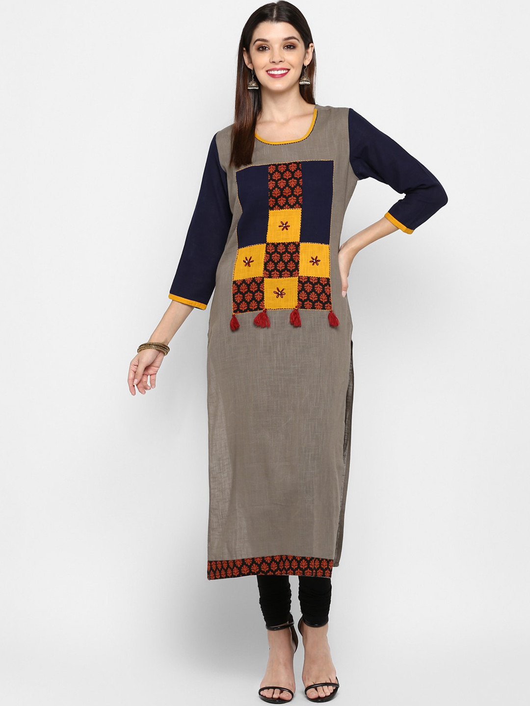 

KALINI Women Grey Floral Printed Kurta