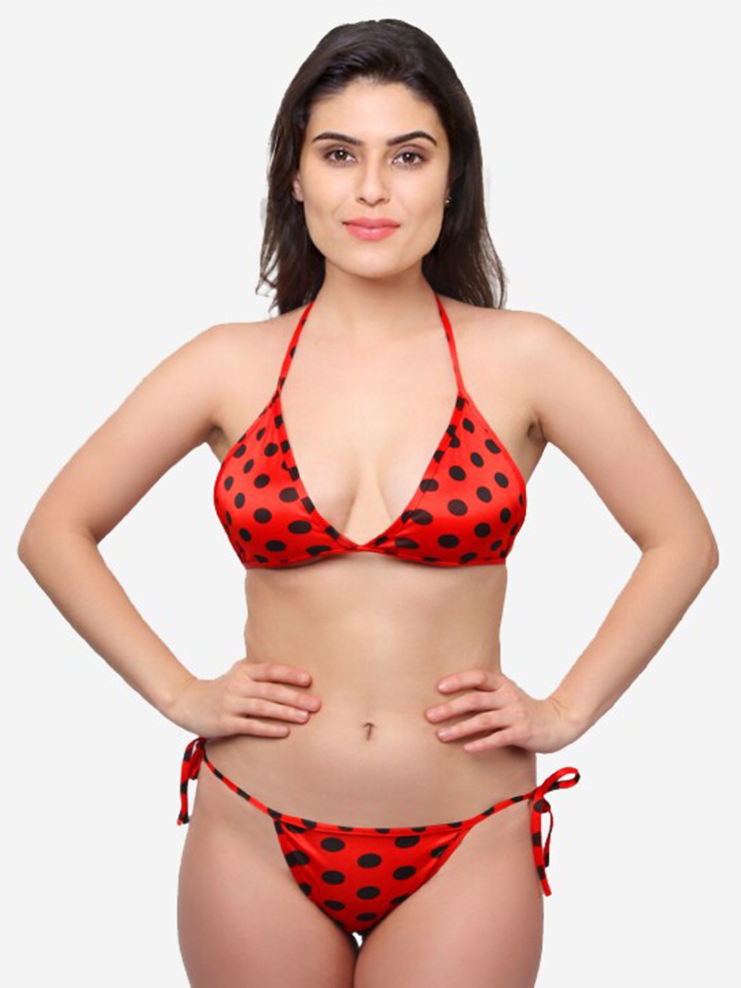 

COLOR STYLE Women Red Printed Lingerie Set dot1red