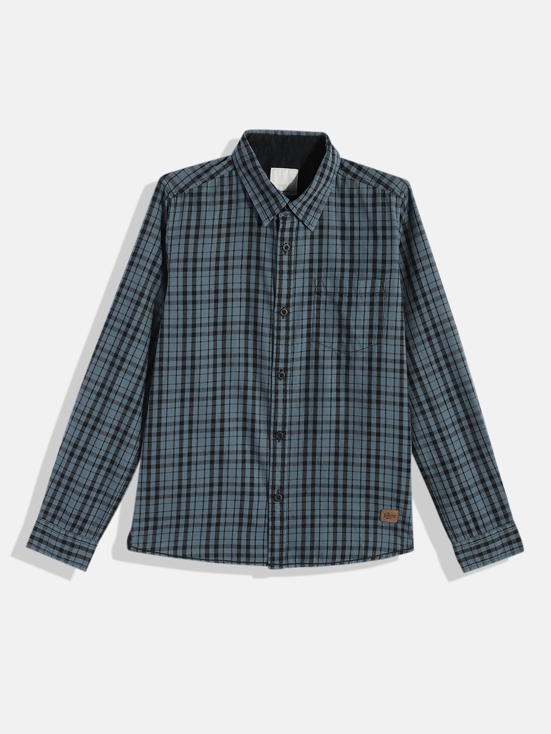 

UTH by Roadster Teen Boys Charcoal Grey & Blue Comfort Tartan Checked Casual Shirt