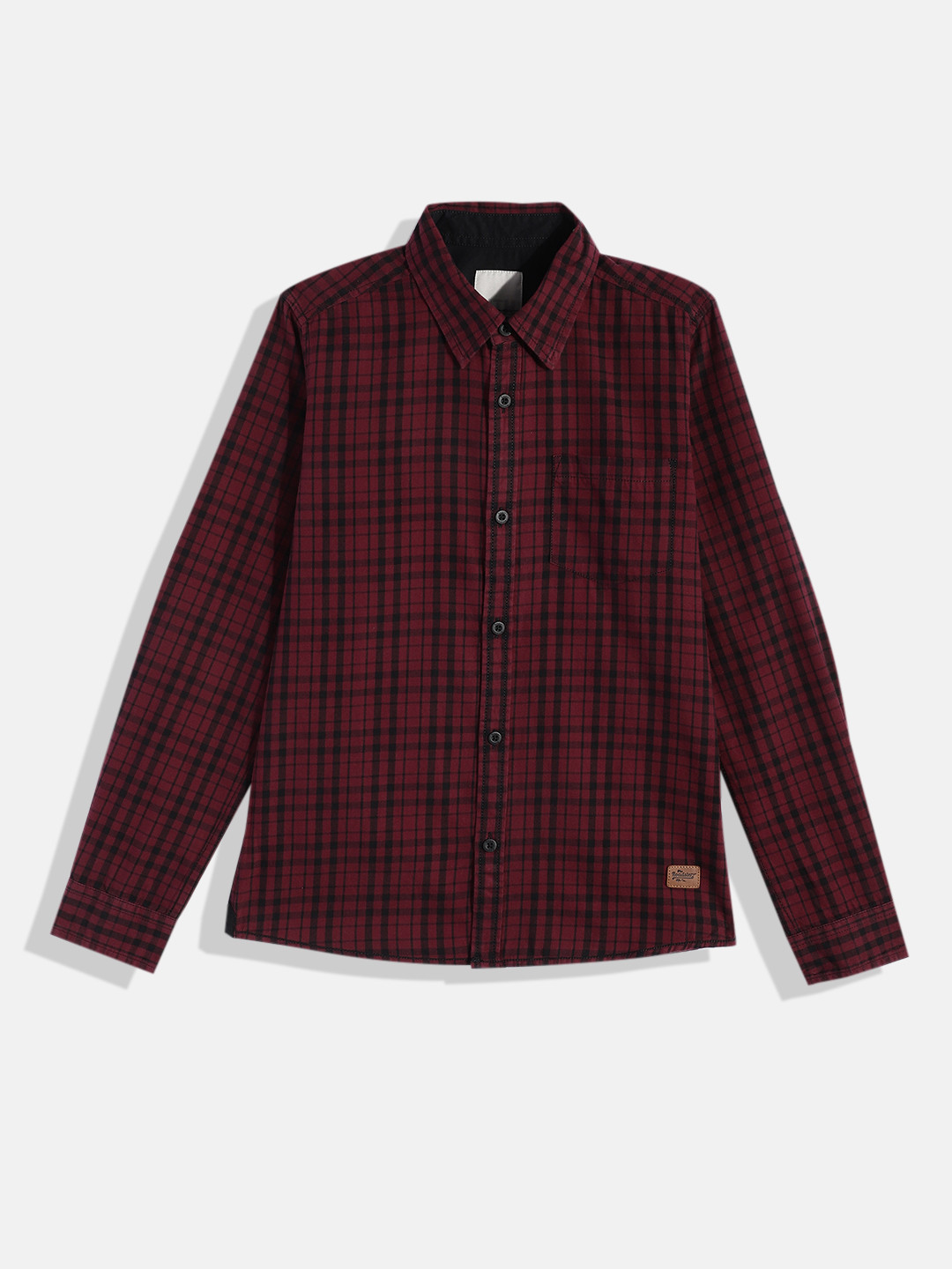 

UTH by Roadster Teen Boys Maroon & Black Pure Cotton Comfort Tartan Checked Casual Shirt